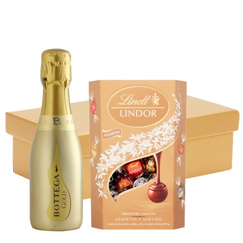 Mini Bottega Gold Prosecco Brut 20cl And Chocolates In Gift Hamper
